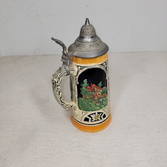 Vintage Pewter Beer Stein Lid West Germany Werner Corzelius Party Drinking Fun - Picture 3 of 16
